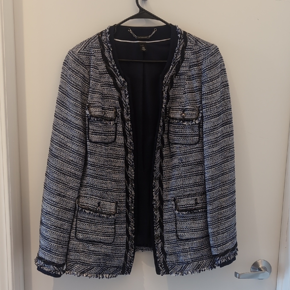 White House Black Market Navy Tweed Jacket